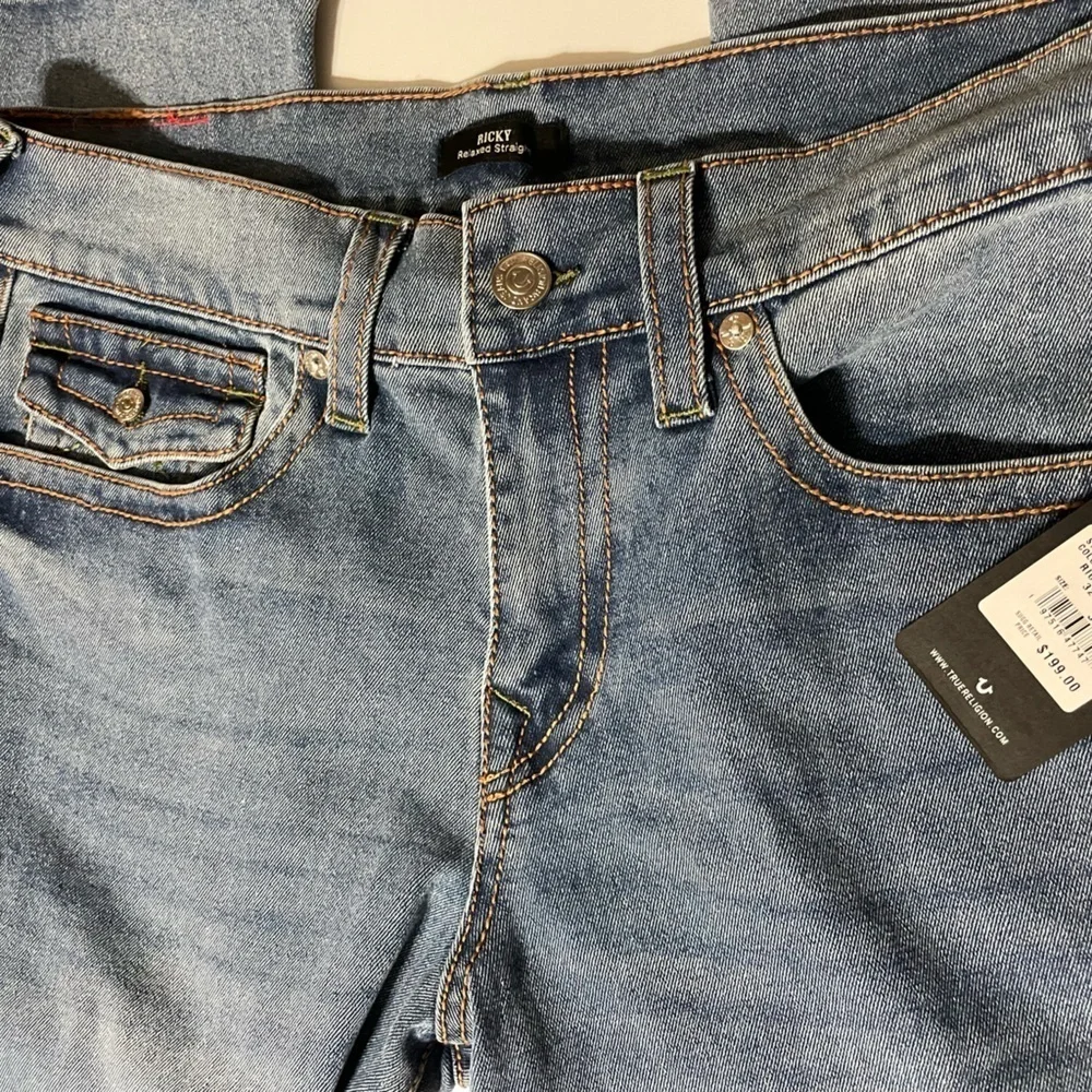 True Religion Ricky Big T Flap Jeans Medium Dusty Wash New